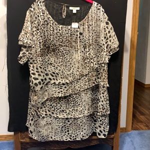 Plus Leopard Print Blouse